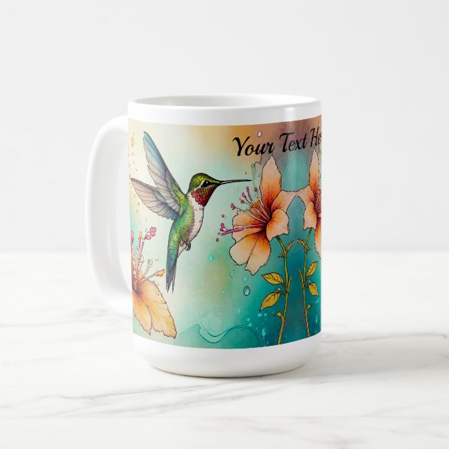 Mug Hummingbirds Flowers Personalize (Devant gauche)