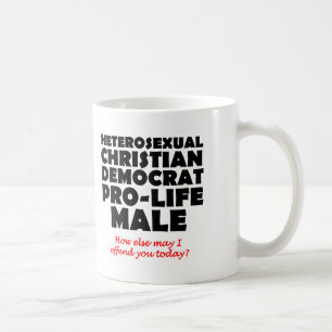 Mug Humour de mugue chrétien masculin démocrate offens