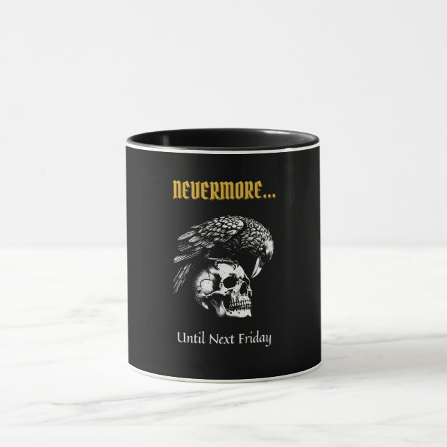 Mug Humour gothique avec corbeau et crâne (Centre)