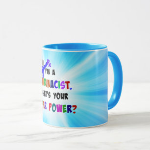 Mug humour pharmacien, design coloré