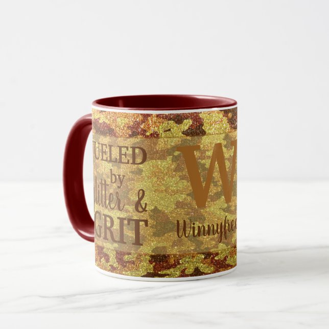 Mug Hunter Orange Camouflage Glitter Camo Name (Devant gauche)