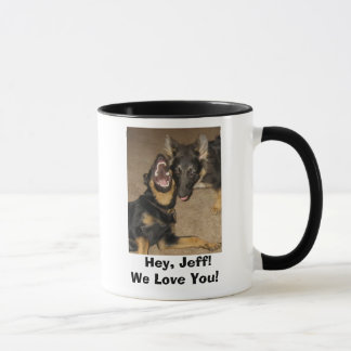 Mug Hurlement de chiot,    hé, Jeff ! Nous vous aimons