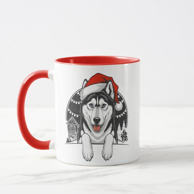 Mug Husky Christmas – Festive Winter Dog (Gauche)