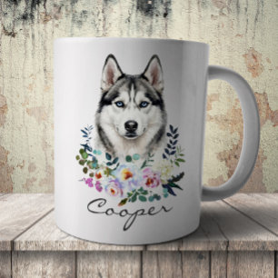 Mug Husky sibérien à l'aquarelle