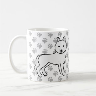 Mug Husky Sibérien Blanc de Dessin Animé Chien & Patte