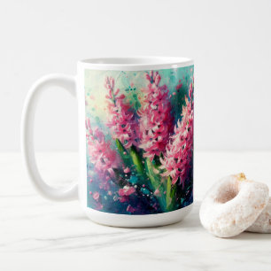 Mug Hyacinthes roses Floral Impressionniste Peinture