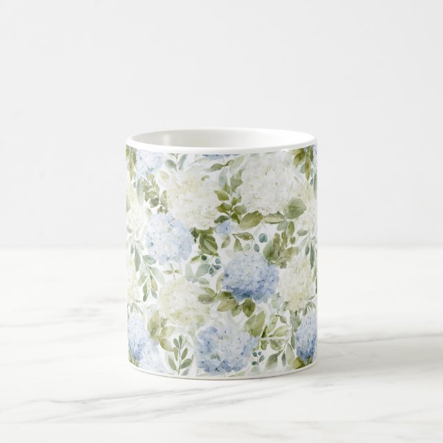 Mug Hydrangea Blanc Bleu Fleurs Romantiques Shower de  (Centre)