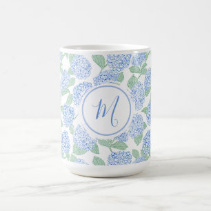 Mug Hydrangea Bleu Vert Élégant Personnalisé