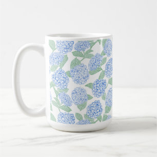 Mug Hydrangea Bleu Vert Élégant Prépa