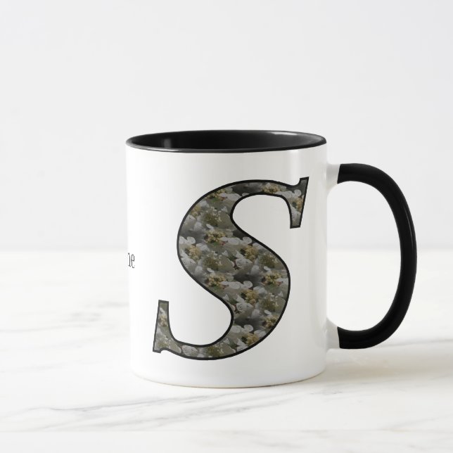 Mug Hydrangea Fleur Personnalisée Monogramme Initiale  (Droite)