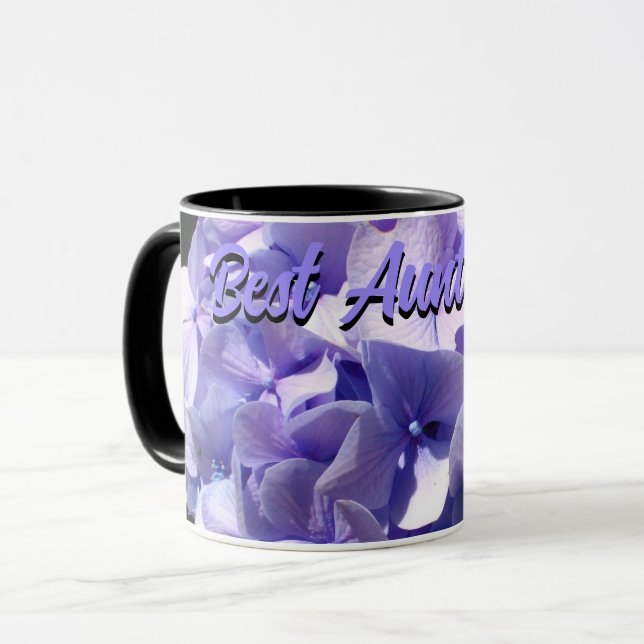 Mug Hydrangea violet fleurs pourpres meilleure tante j (Devant gauche)