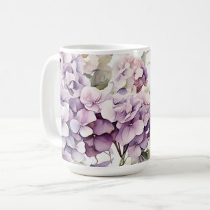 Mug Hydrangeas aquarelle rose violet élégant