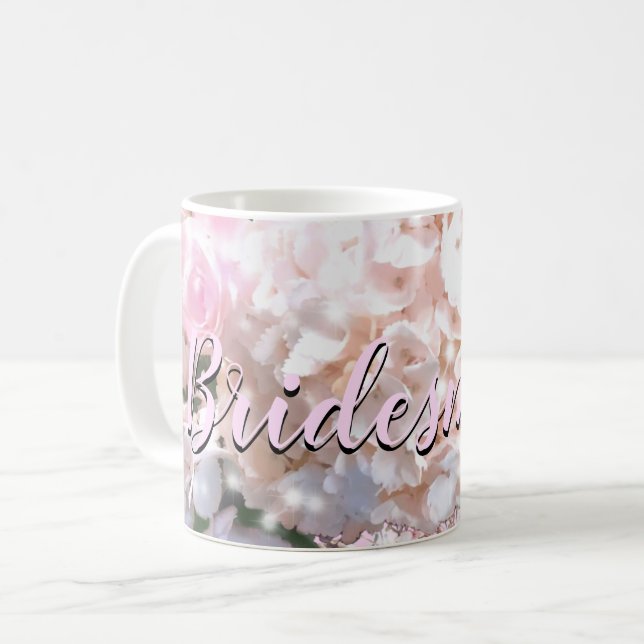 Mug Hydrangeas blancs romantiques en dentelle roses de (Devant gauche)