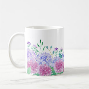Mug Hydrangeas Violet Et Bleu Aquarelle