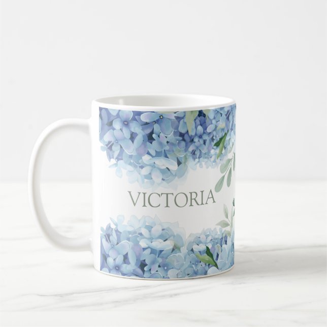 Mug Hydrangée florale personnalisée (Gauche)