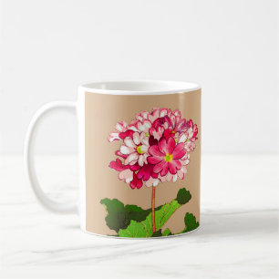 Mug Hydrangée japonaise vintage. Rose et vert