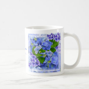 Mug Hydrangées bleues et papillons