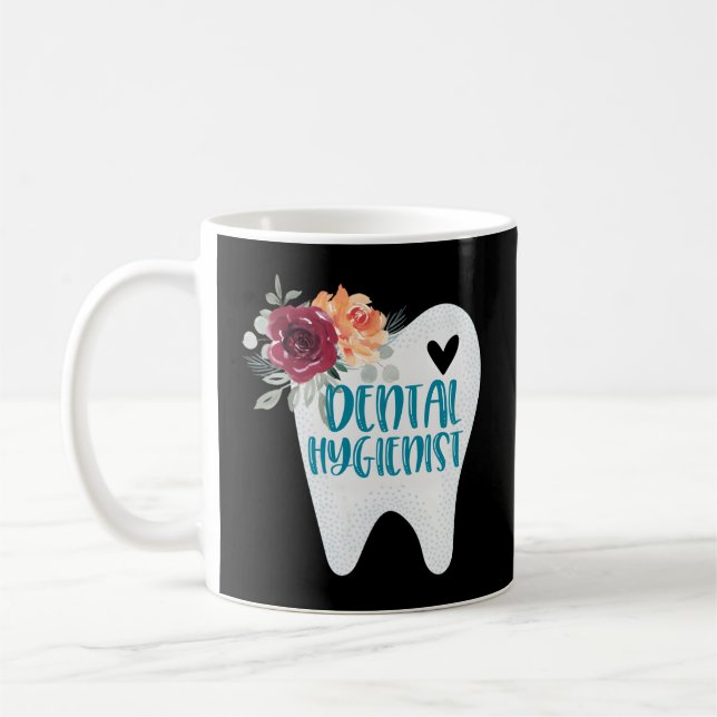Mug Hygiéniste Dentaire Jolie Dent Avec Fleurs (Gauche)