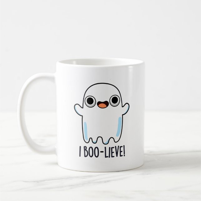 Mug I Boo-lieve Funny Positive Ghost Pun (Gauche)
