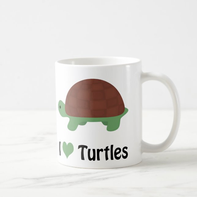 Mug I Coeur Tortues mignonnes Tortue cartonnée (Droite)