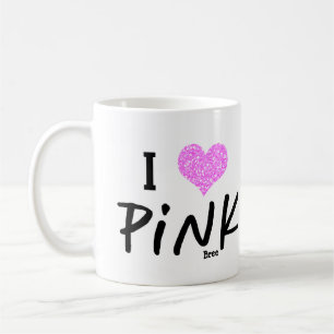 Mug I heart Love Pink Personnalisé Chic Custom