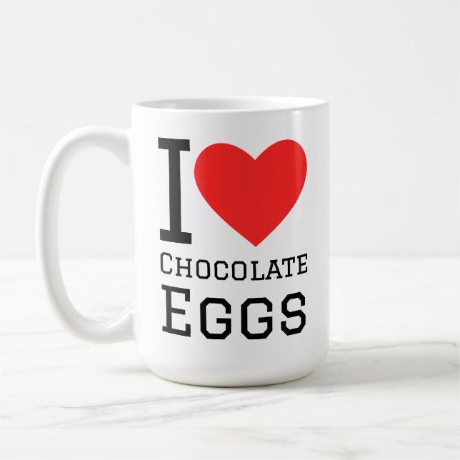 Mug I love chocolate eggs square sticker (Gauche)