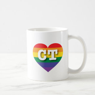 Mug I Love Connecticut Rainbow Heart