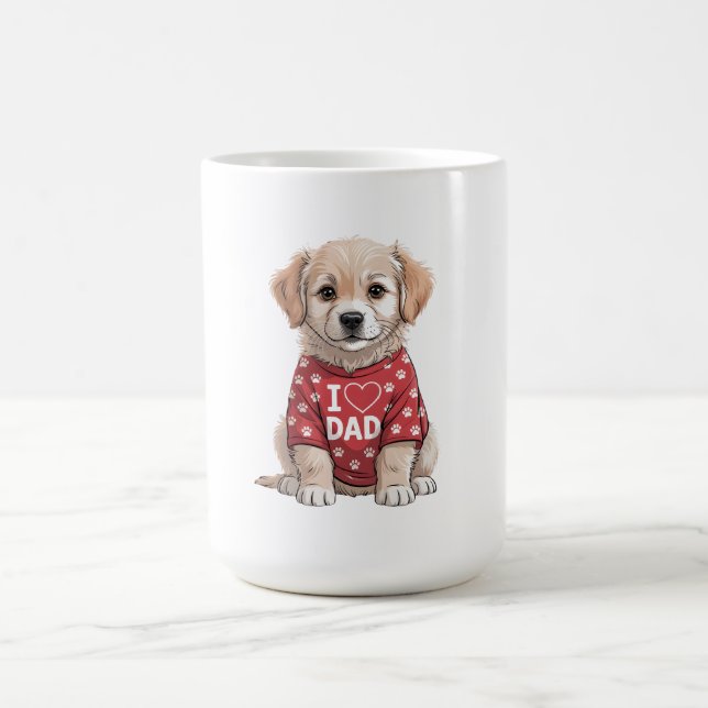Mug I Love Dad Cute Puppy Dog with Paw Prints (Centre)