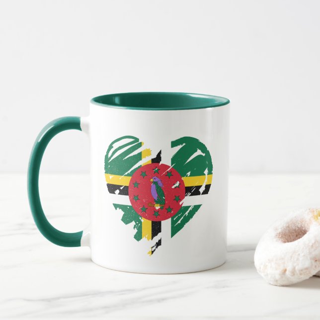 Mug I Love Dominica - Dominicain Drapeau Coeur (Avec donut)