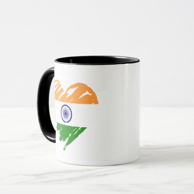 Mug I Love India - Indian Flag Heart Shape (Devant gauche)