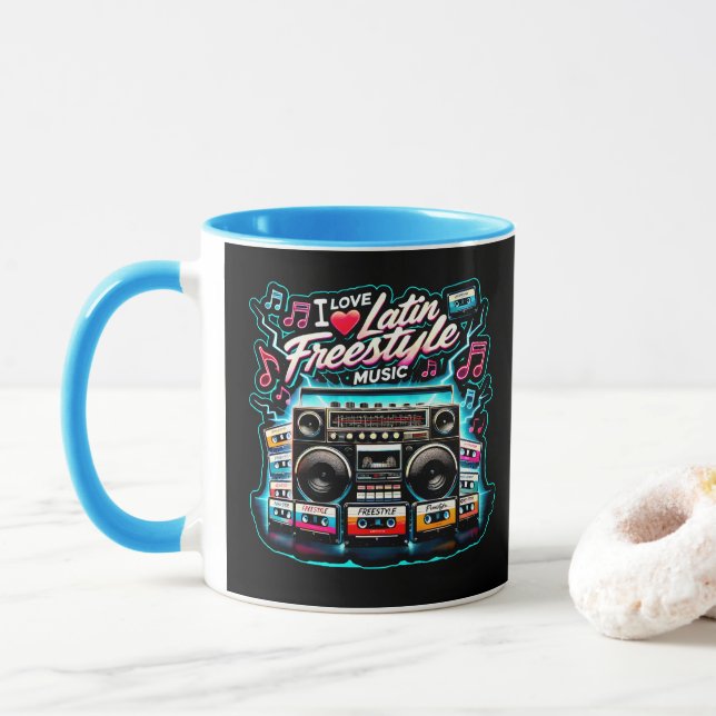 Mug I Love Latin Freestyle Music  (Avec donut)