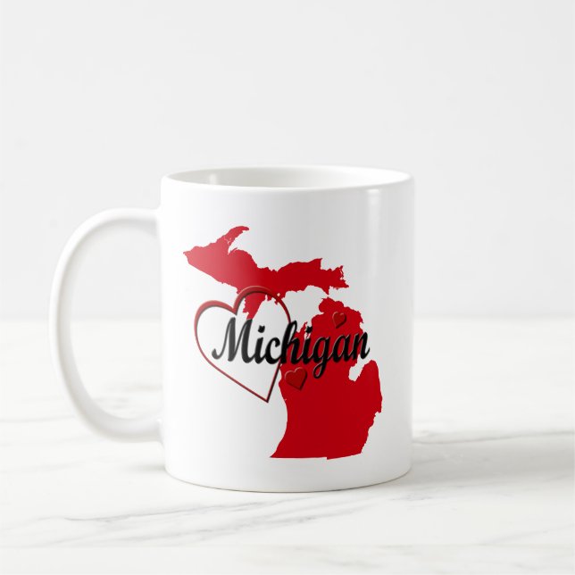 Mug I Love Michigan Hearts Map  (Gauche)