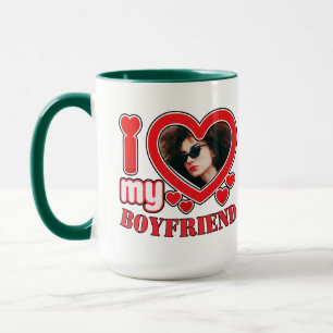 Mug I Love My Boyfriend Photo personnalisée Coeur
