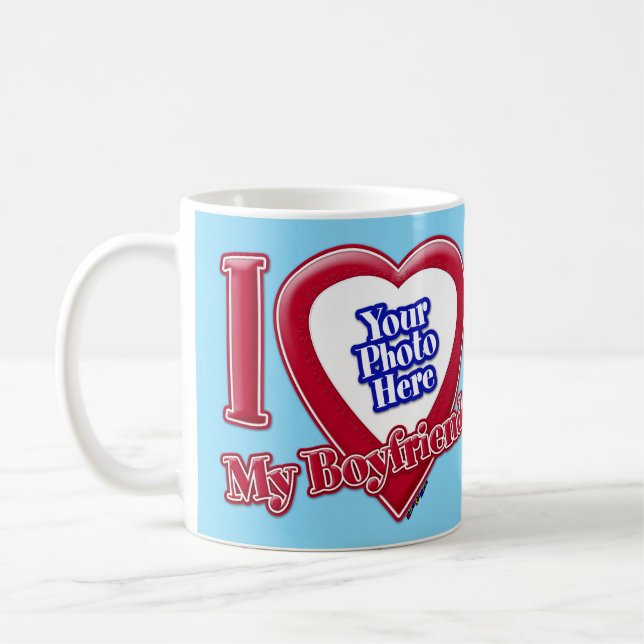 Mug I Love My Boyfriend Photo Red Heart Turquoise (Gauche)