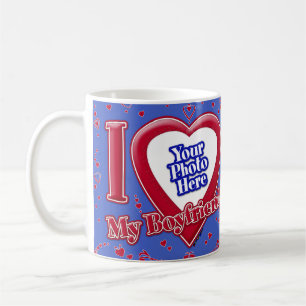 Mug I Love My Boyfriend Photo Red Hearts Deep Royal Bl