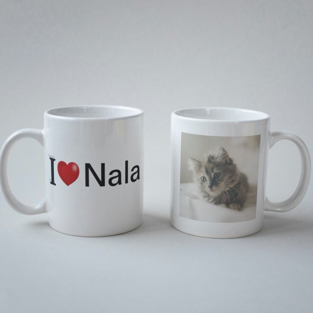 Mug I Love My Cat photo personnalisée (Créateur téléchargé)