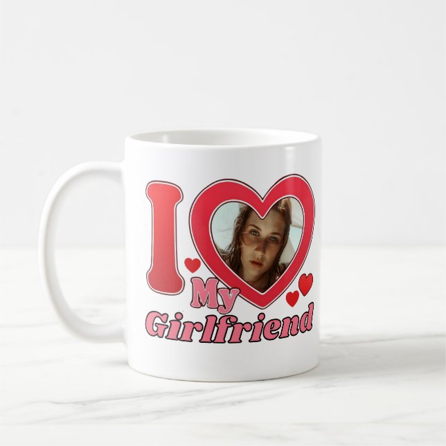 Mug I Love My Girlfriend Petit ami Femme Mari Photo (Gauche)