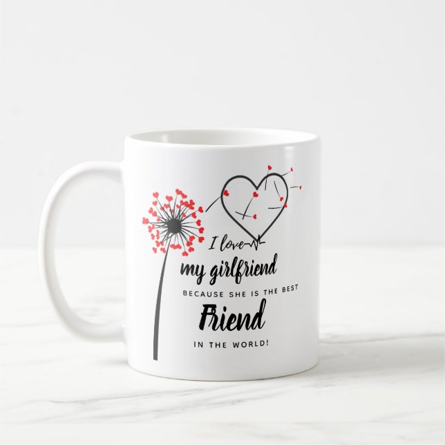 Mug I Love My Girlfriend PHOTO Don Coeur personnalisé (Gauche)