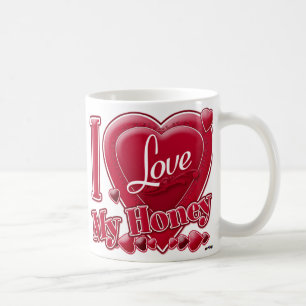 Mug I Love My Honey rouge - coeur