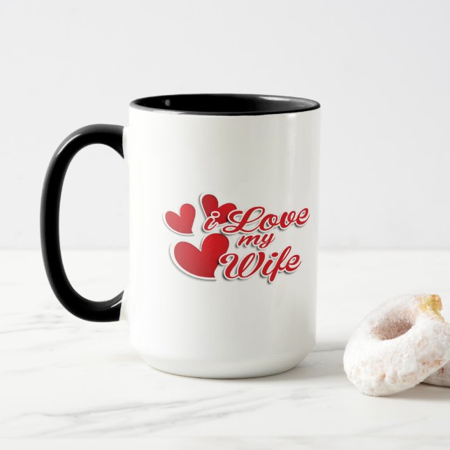 Mug "I Love My Wife" Mug, Coeur Design (Avec donut)