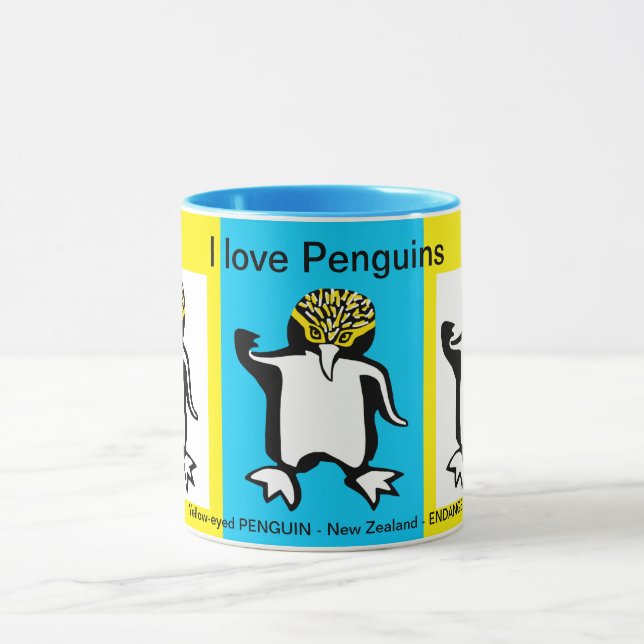 Mug I love PENGUINS - Faune - Nature - Jaune (Centre)