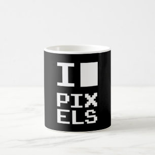 Mug I Love Pixels, design geek, art des pixels