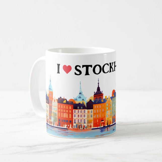 Mug I Love Stockholm Peinture | Voyage | Café (Devant gauche)