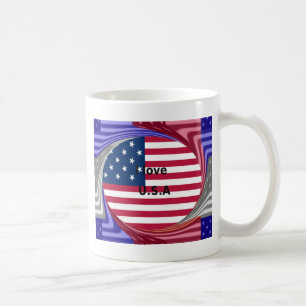 Mug I Love U.S.A. Swirl : Patriotic Heart Art Imprimer