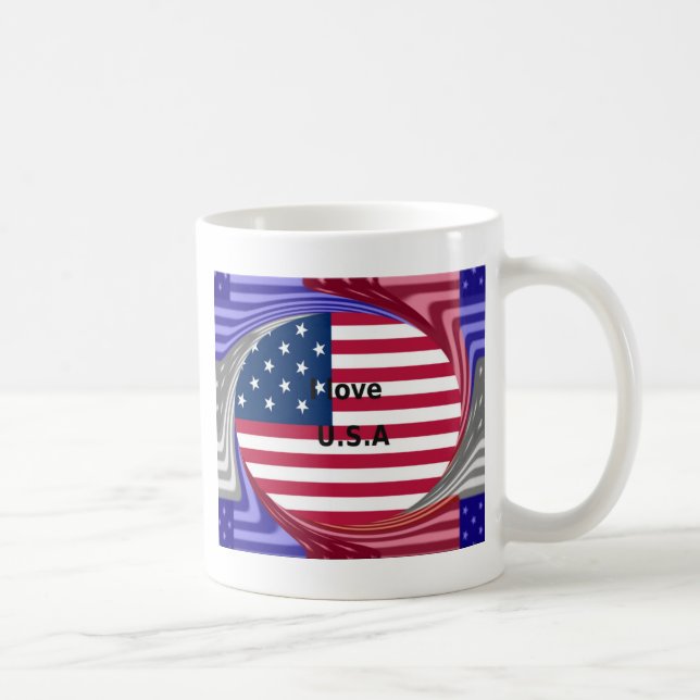 Mug I Love U.S.A. Swirl : Patriotic Heart Art Imprimer (Droite)