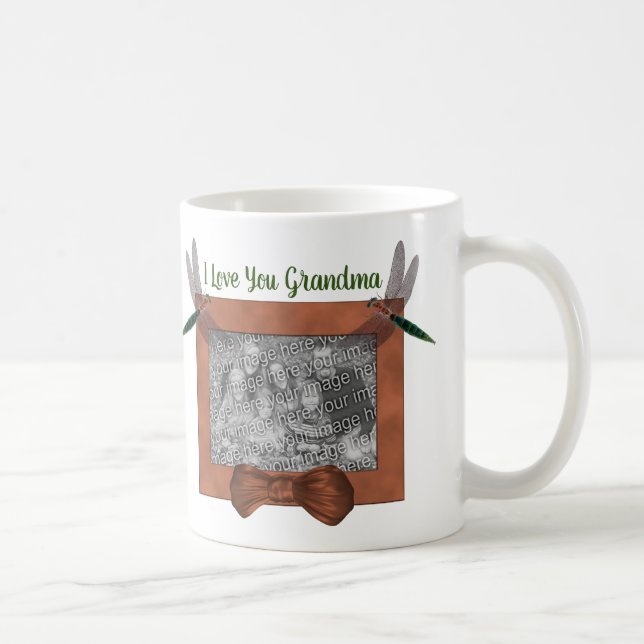 Mug I Love You Grand-mère Dragonfly Photo personnalisé (Droite)