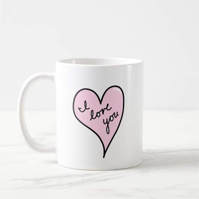 Mug I Love You Mug, Anniversary Mug, Saint Valentin (Gauche)