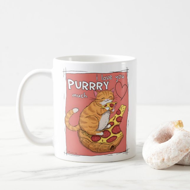 Mug I Love You Purrry Much Funny Cat Lover Gift  (Avec donut)