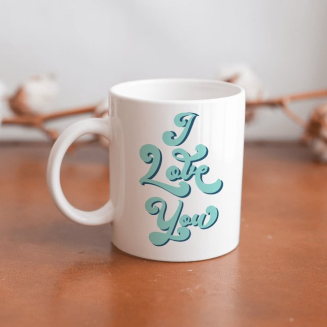 Mug I Love You Valentine's Day Cup Retro Light Turquoi (Créateur téléchargé)