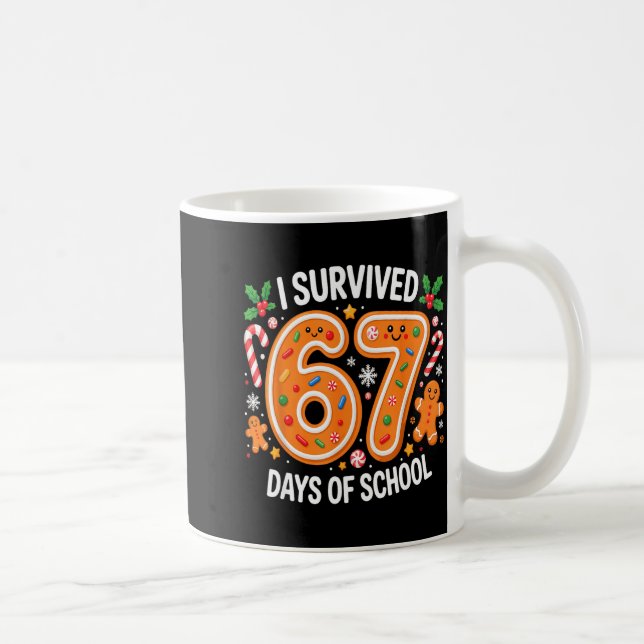 Mug I Survived 67 Days Of School Christmas Candy Cane  (Droite)